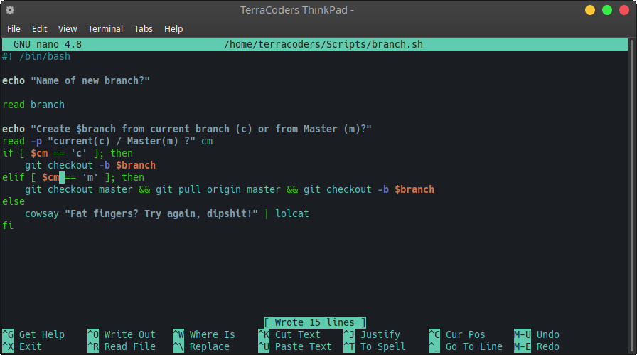 A Bash script for checking out Git branches