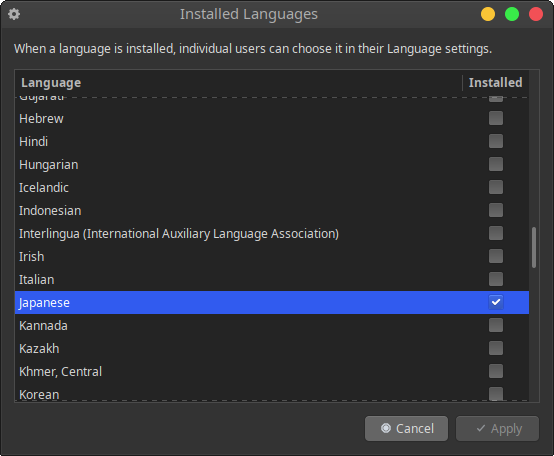 select japanese language for install