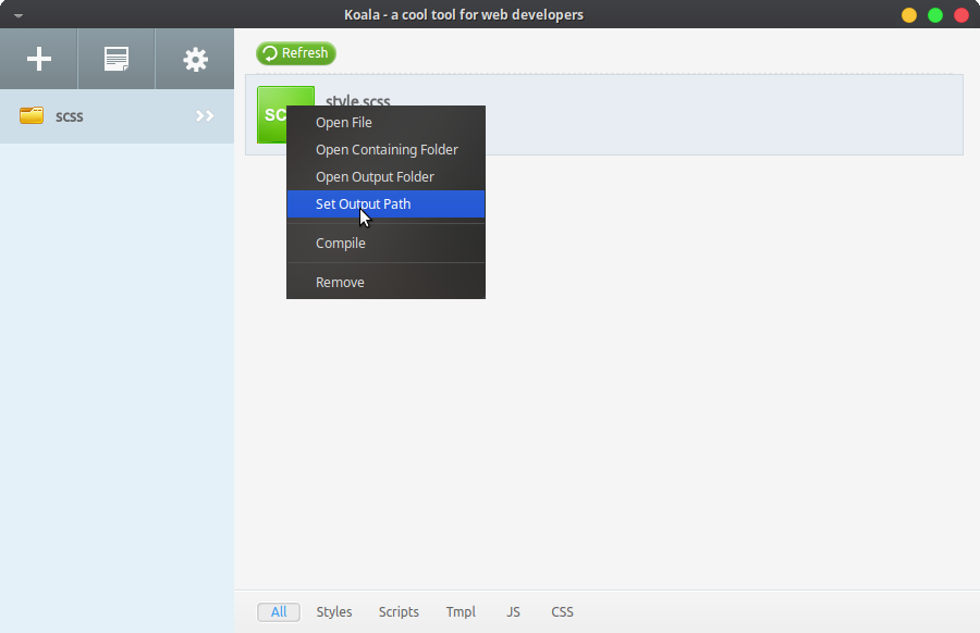 setting an output path in Koala