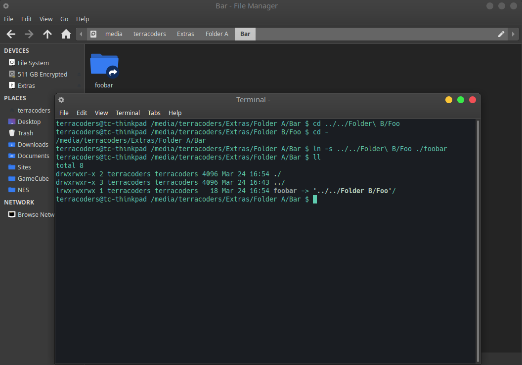 creating a relative symlink on the command-line