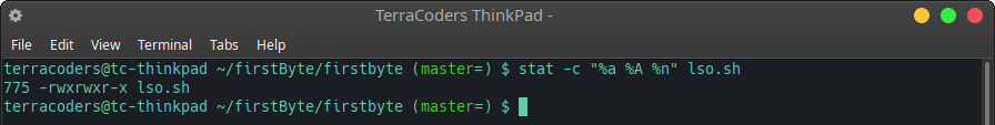 using stat to verify file permissions on the command line